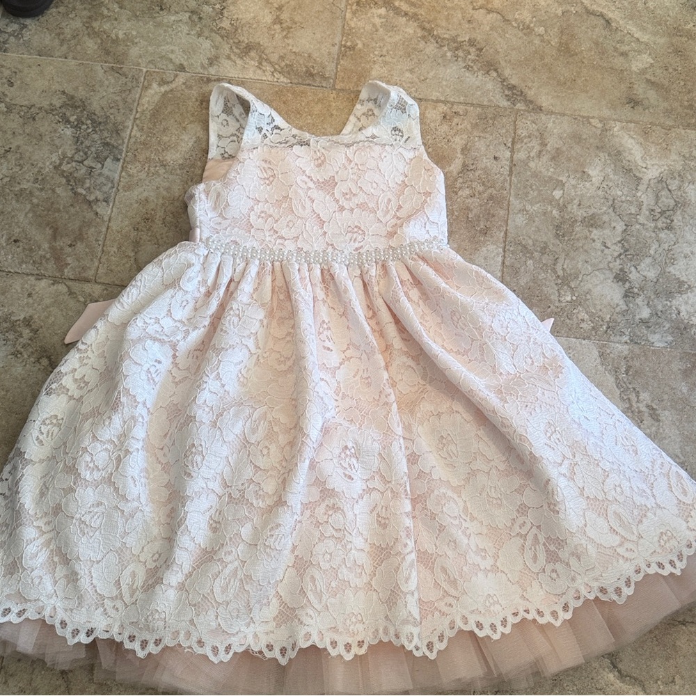 American princess Girls' Pink Lace Party Dress tulle size 10 **TINY FLAW**